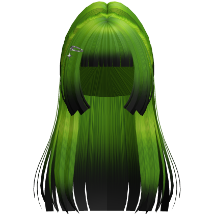 Long Layered Ponytail Hair Bangs Green Black Roblox item