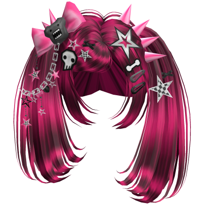 ♡ Scene Spiky Moe Pigtails (Hot Pink)