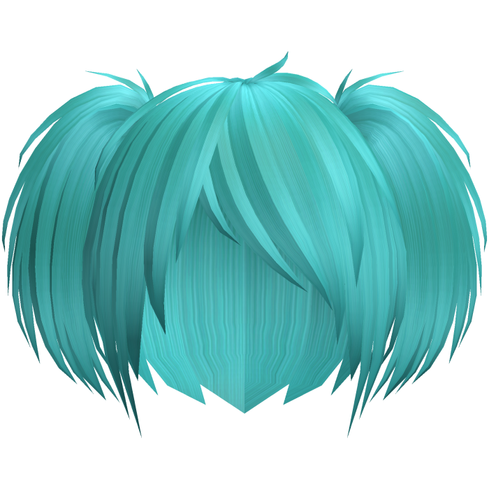 Cute emo messy cyan side pigtails