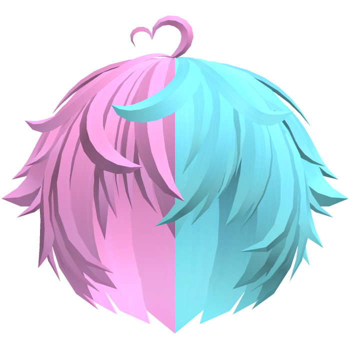 ♡ cute kawaii messy heart boy hair 🦄 pink & blue