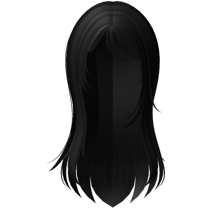 long straight wispy anime girl hair in black Roblox item