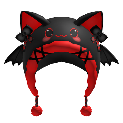 Cute Halloween Bat Cat Hood  - Black and Red