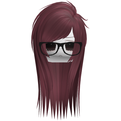 Emo Moe Red Long Scene Hair /w Glasses