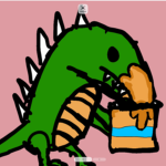 Dinosaurs eating peanut butter