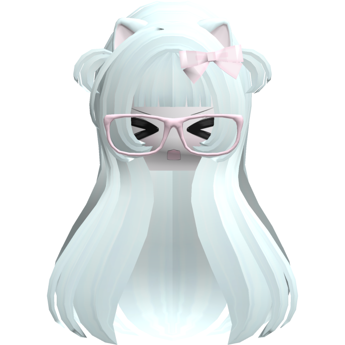 Kawaii Cyan Long Flowy Hair /w Glasses