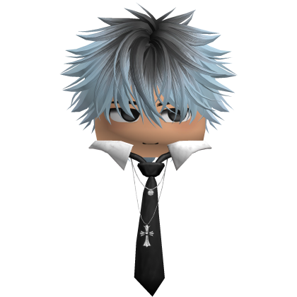 Cute  Anime Hair Boy w Tie (Blue n Black) Roblox item