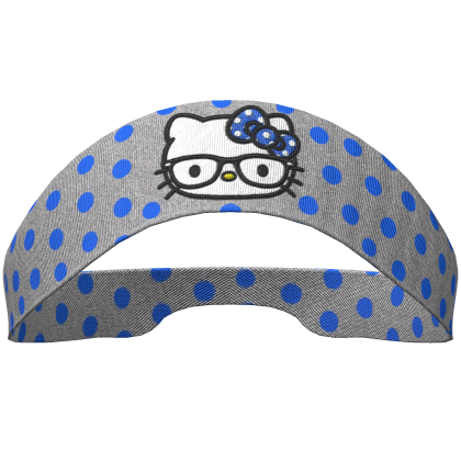 𝓚𝓓 | Gray Kitty Nerd Blue Polkadot Headband Roblox item