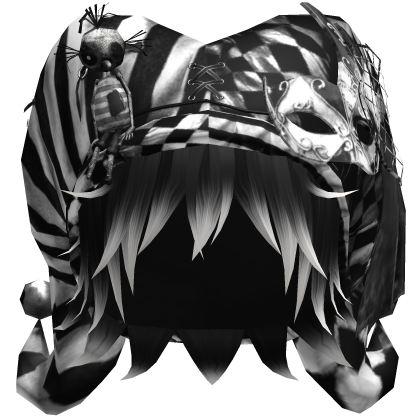 Black Gothic Circus Jester Hat w Black White Hair Roblox item