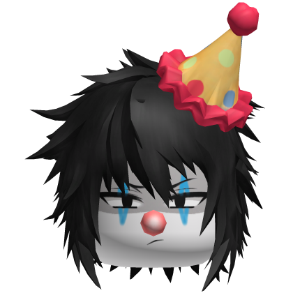 Black Spiky Clown Anime Boy Hair w/ nose