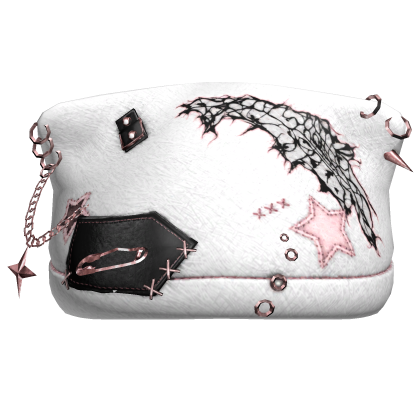 White&Pink Stitched Chained Punk Beanie Roblox item