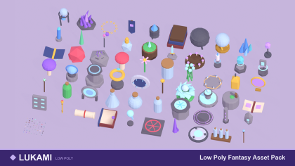 Low Poly Fantasy Asset Pack Magic Crystal x60 preview 1