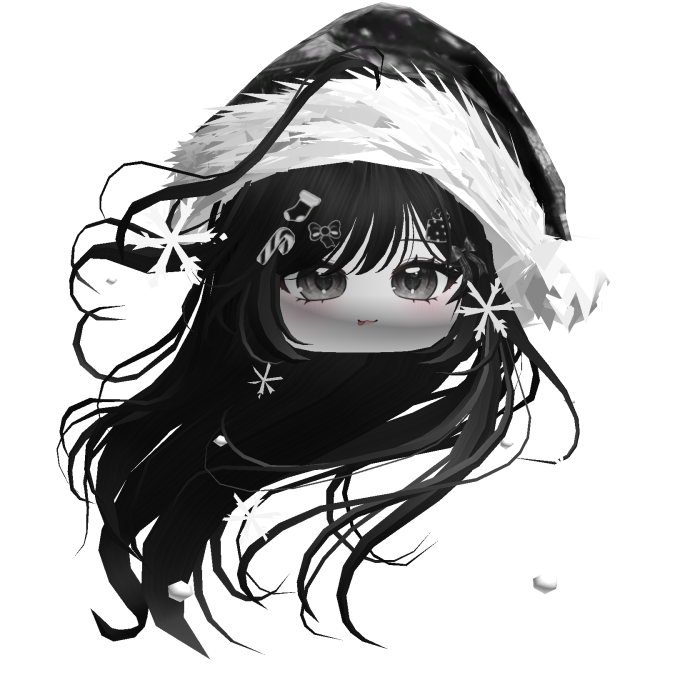 Windy Anime Hair w/Santa Hat (Black)