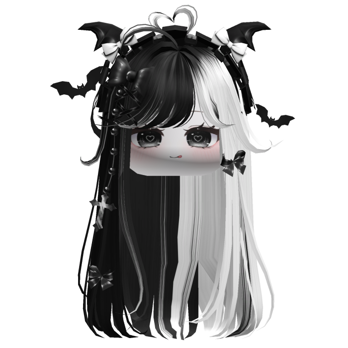 Vamp Straight  Hair w/Headband (Black&White)
