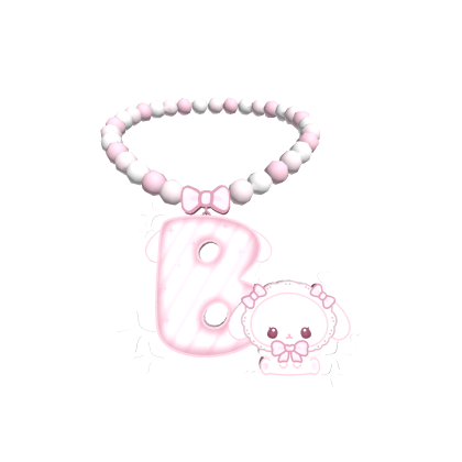 ♡ cute pink bunny b initial beaded necklace ♡  Roblox item