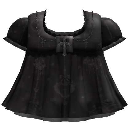 Goth Black Babydoll Dress with Jesus Cross Details