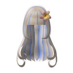 Hair with Blue Highlights and a Pink Flower