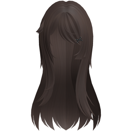 grunge long vkei emo hair clips in brown Roblox item
