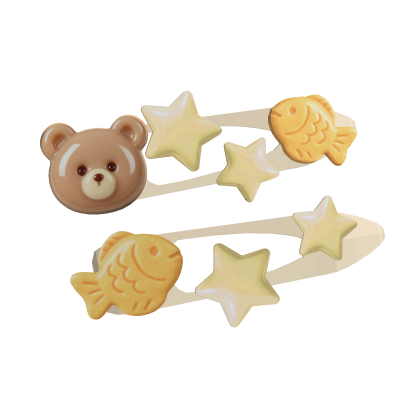 Cute Taiyaki Bear Stars Hairclips