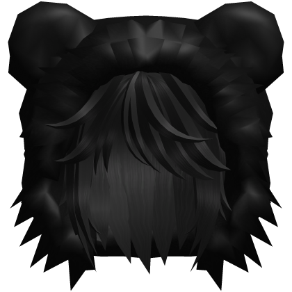 emo vkei shaggy hair w bear hood black Roblox item