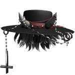 Messy MIddle Hair w/ Wide Brim Hat - Black White