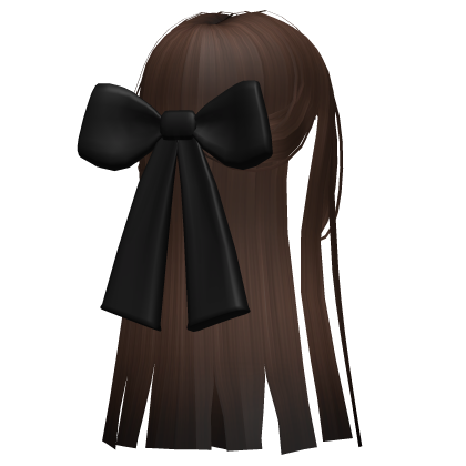 Straight Half up Hair w/ Black Bow Brown Roblox item