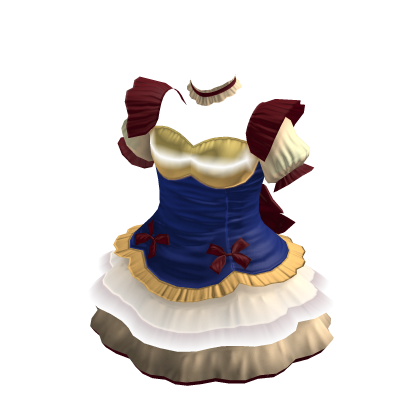 Maid Dress | Yellow, Creamy White, Blue & Dark Red