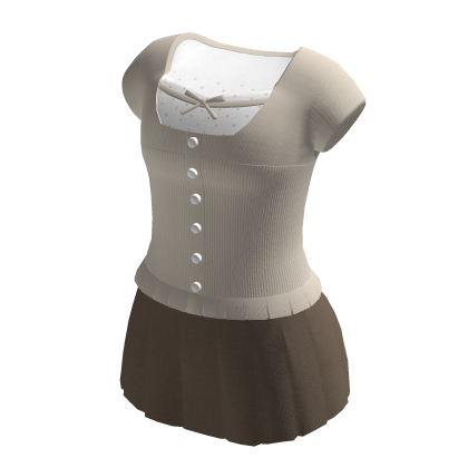 🍀Milkmaid Top w Mini Skirt (Beige)