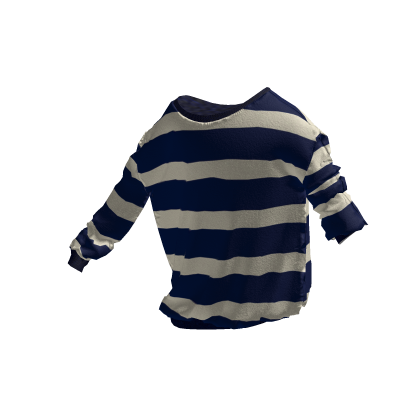 Oversized Rolled Up Y2K Sweater in Blue Stripes