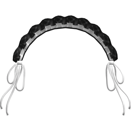 Ruffled Headband with Bows Black & White Roblox item
