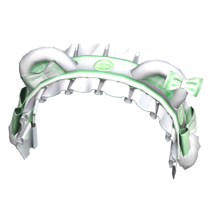 Kawaii Cute Bear Headband w Ruffles White Green
