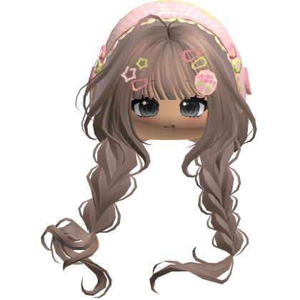 Milktea Igari Hair w Cute Face & Pink Green Bonnet
