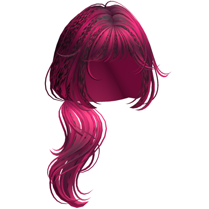 Wispy Wolfcut Side Ponytail Pink Cheetah