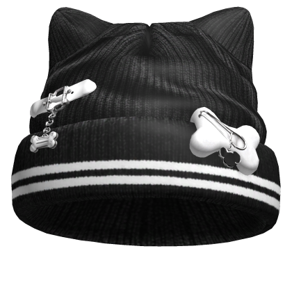 Washed Black Grunge Cat Beanie