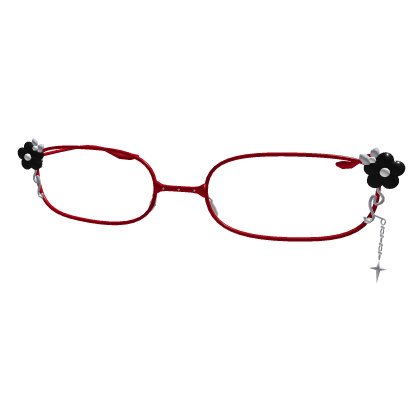 Y2K Star Blossom Oval Glasses  Red