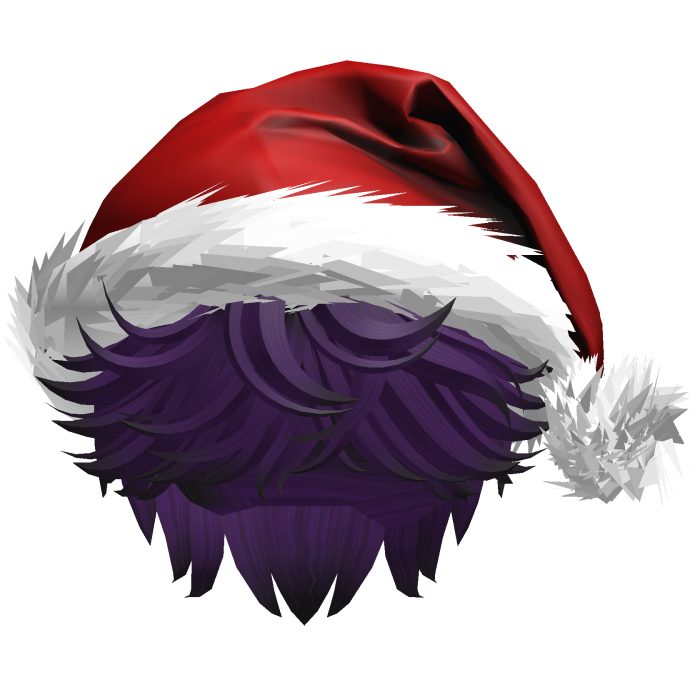 Messy Fluffy Black and Purple Hair a Santa Hat Y2k