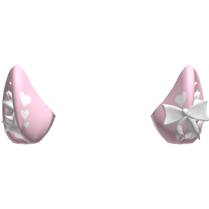 ♡ Cute Kawaii Heart Baby Pink Skunk Ears w/ Bow ♡