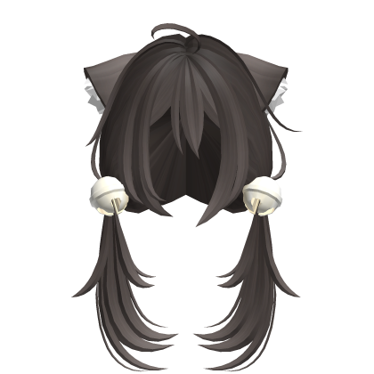 cute moe anime girl cat hair w bells  brown