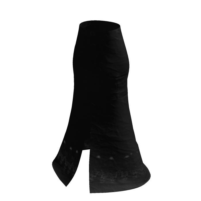 Black Y2K Faded Grunge Split Maxi Skirt [PBR]