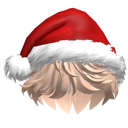 Blonde Fluffy Hair w/ Santa Hat Roblox item
