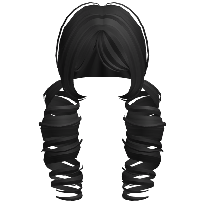 ꒰Cute Black Curly Pigtails  Roblox item