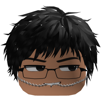 Nonchalant Boy w/ Black Hair, Glasses & Chain 