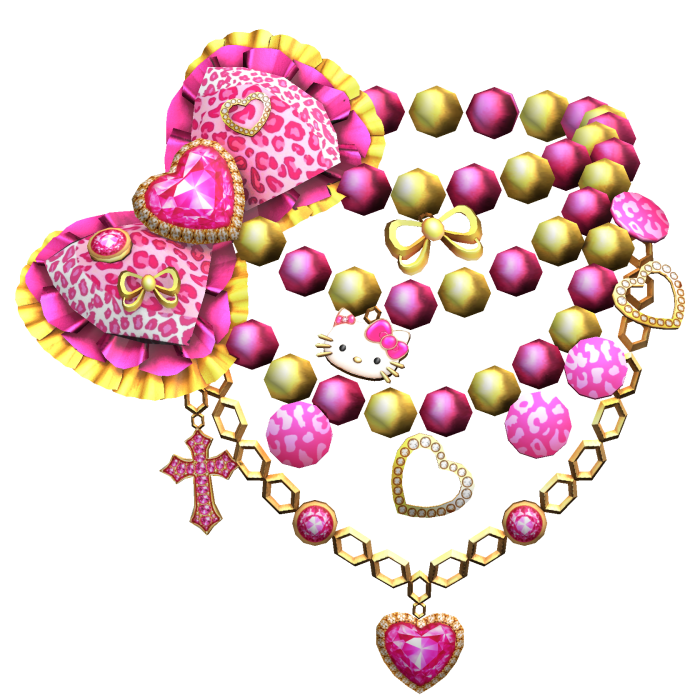 Kawaii Gyaru Leopard Bow Necklace Yellow Pink
