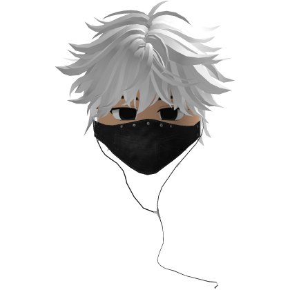 Cute Emo Boy Headphones Mask Black Y2K ( white )