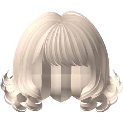 Side Bangs Short Curly Swirly Bob in Beige Roblox item