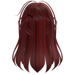 Messy Straight Cute Girl Hair Red  w Black Clip