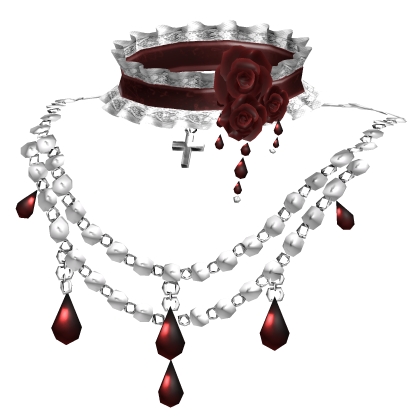 White Red Victorian Jewelry Rose Choker Necklace