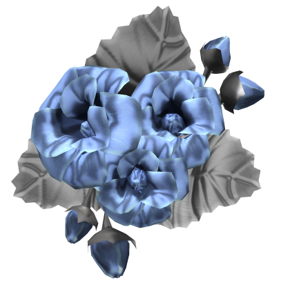 Blue and Silver Metal Rose Flower Hair Clip  Roblox item
