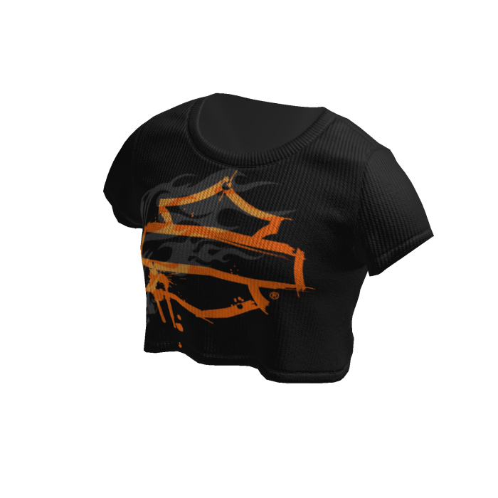Vintage Biker Eagle Black Orange Crop Top
