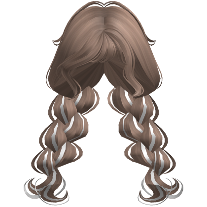 ♡ milktea brown swirly braids with white ribbon  Roblox item