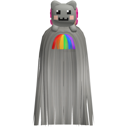 Cute Nyan Cat Plush Long Rainbow Straight Hair